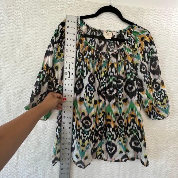 Vanessa Virginia Anthropologie Shirt Womens Small Black Green Button Down Silk - Picture 10 of 12